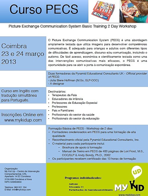 Workshop “Picture Exchange Communication System Basic Training” decorre a 23 e 24 de março