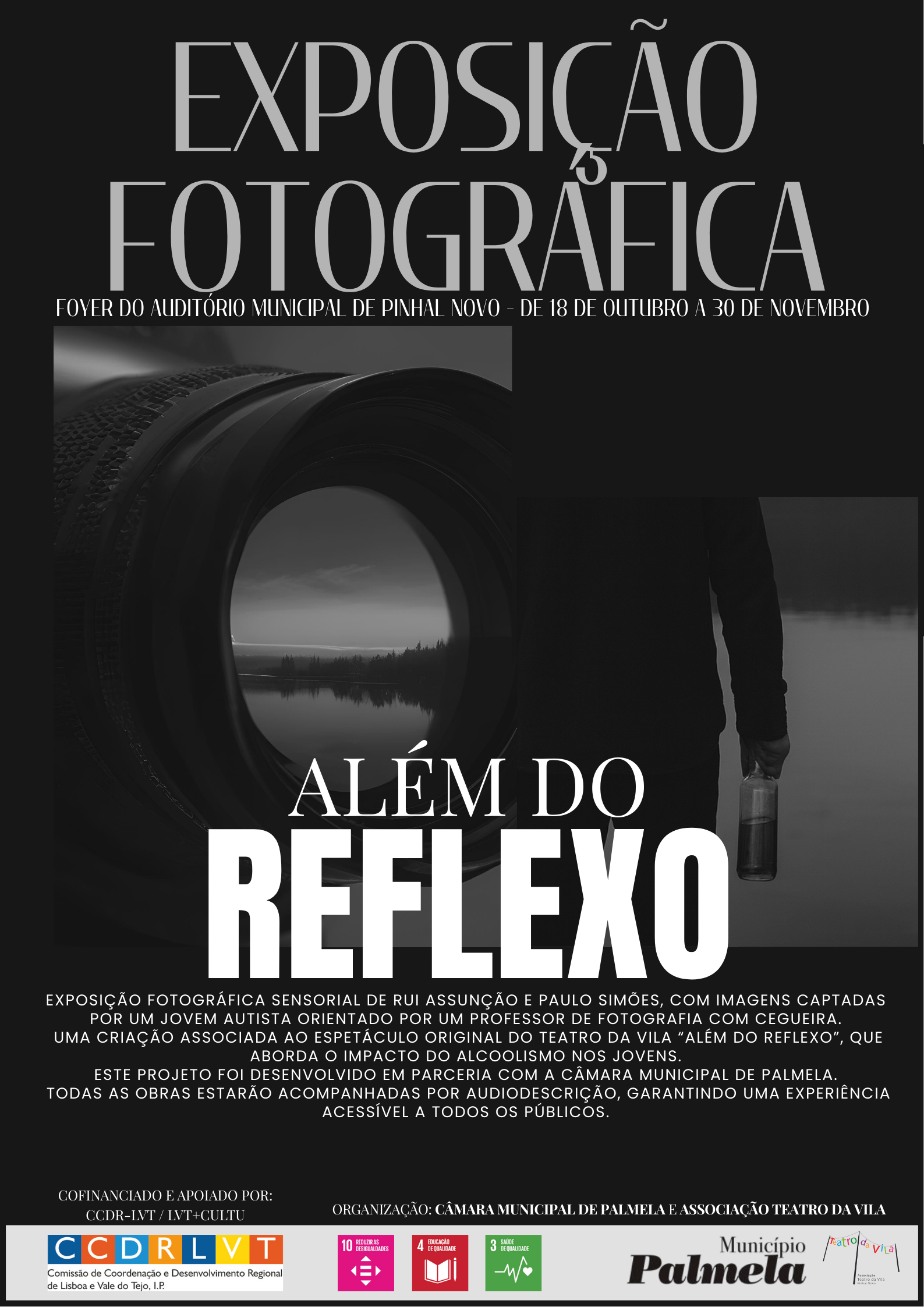 Cartaz da exposição Além do Reflexo - Teatro e Inclusão